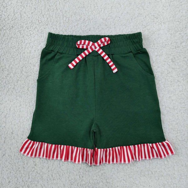 RTS SS1002 toddler girl clothes green solid ruffle shorts girl summer shorts bottom