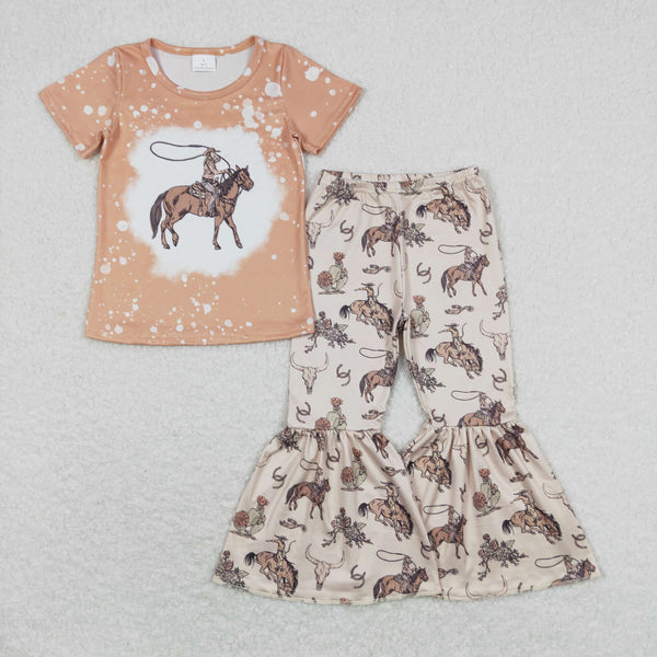 GSPO1437 RTS baby girl clothes cowboy girls bell bottoms outfit western clothes