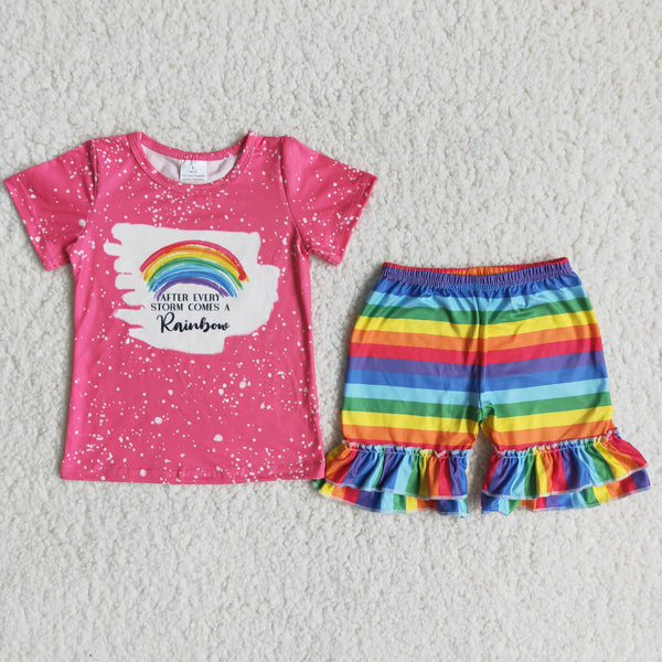 C9-3 kids clothes wholesale toddler girl summer outfit rainbow shorts set-promotion 2024.6.22  $2.99