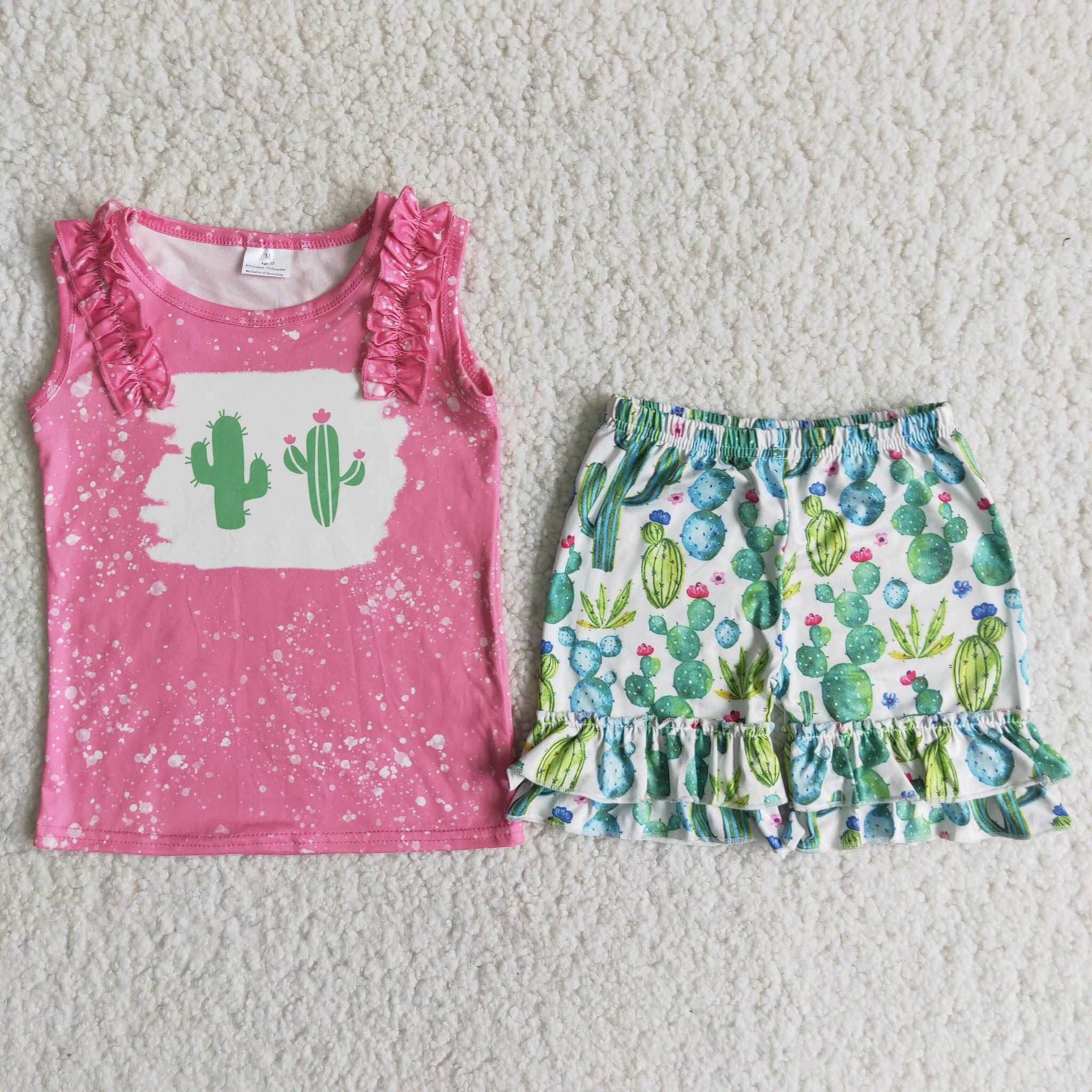 C5-4 girl cactus pink sleeveless summer set-promotion 2024.5.18 $2.99