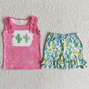 C5-4 girl cactus pink sleeveless summer set-promotion 2024.5.18 $2.99