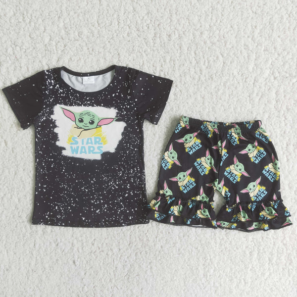 C9-24 kids clothing summer cartoon black short sleeve set-promotion 2024.3.2 $5.5