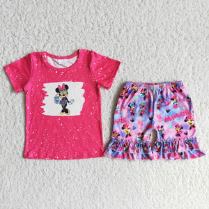 D12-28 baby girl clothes cartoon hot pink summer shorts set-promotion 2024.4.22 $5.5