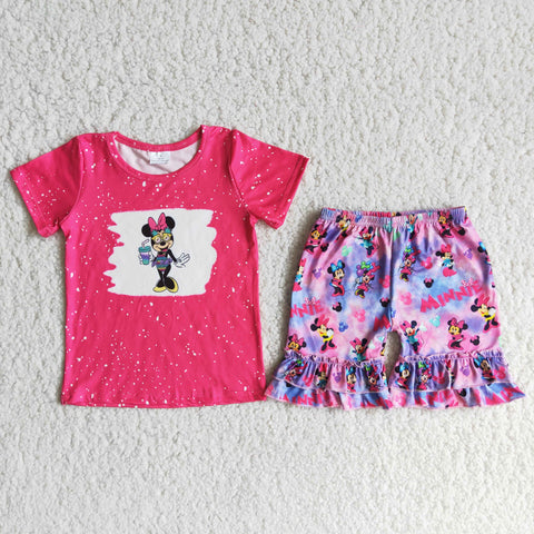 D12-28 baby girl clothes cartoon hot pink summer shorts set-promotion 2024.4.22 $5.5