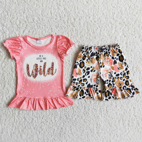 D12-18 girl wild leopard short sleeve summer set-promotion 2024.4.22 $5.5