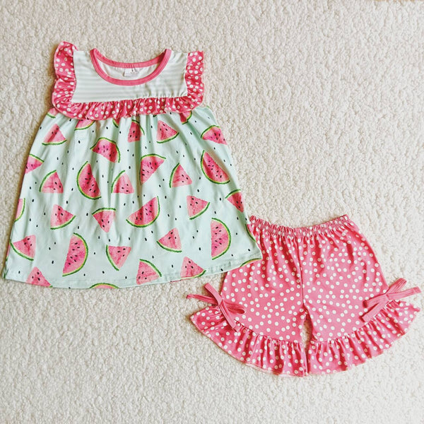 D10-29 girl clothes toddler girl watermelon outfit summer shorts set-promotion 2024.4.22 $5.5