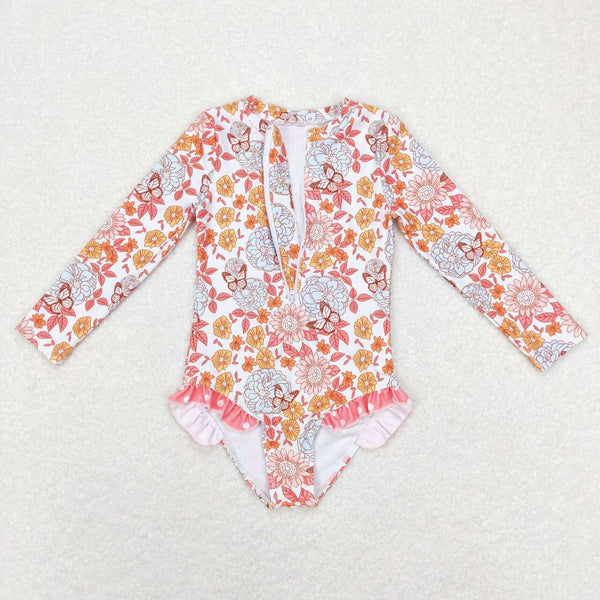 S0184 baby girl clothes girl swimsuit swimwear floral bathing suit beach wear 1