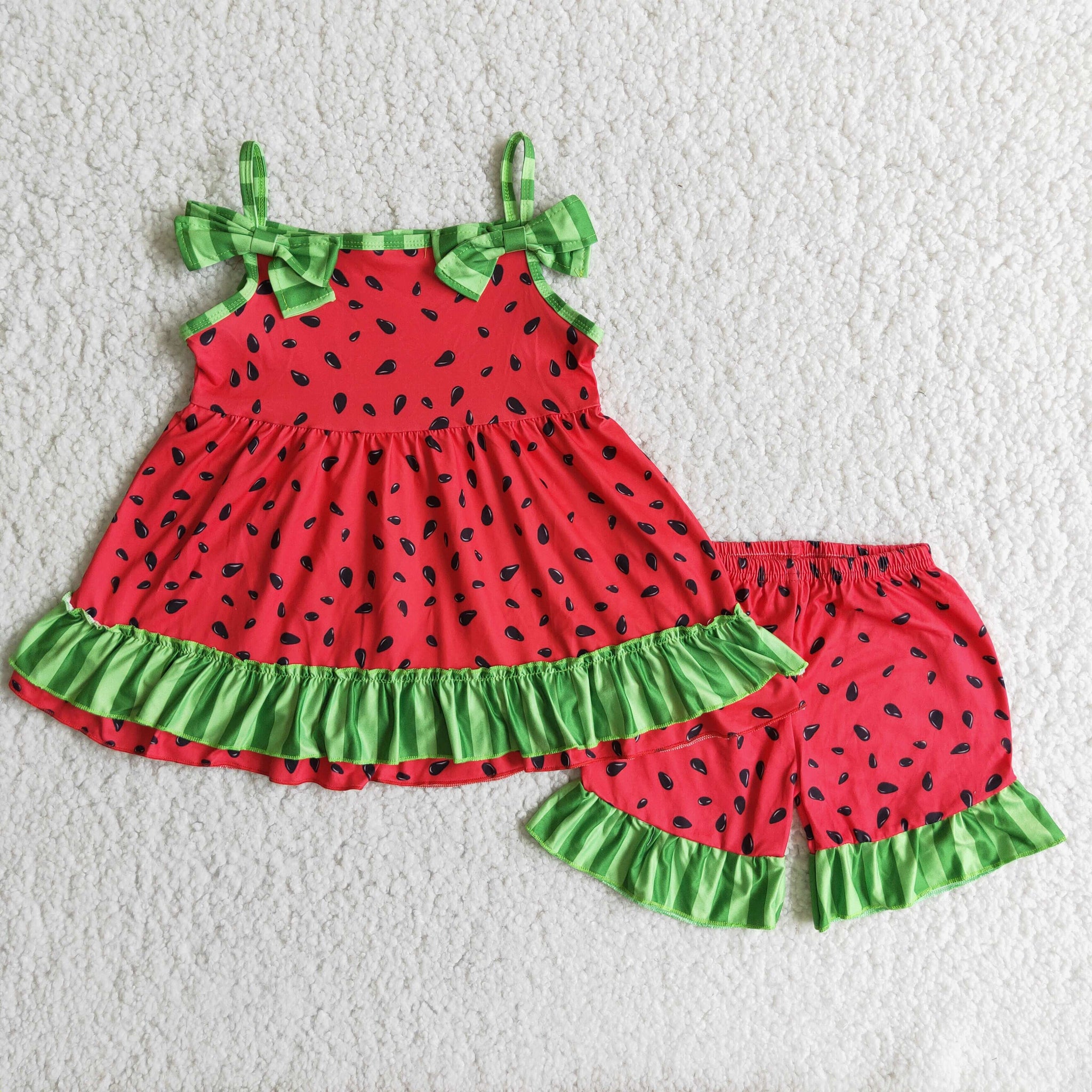 D7-30 baby girl clothes watermelon summer shorts set girl summer outfit-promotion 2024.4.22 $5.5