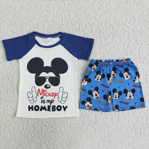 D7-13 boy clothes summer blue cartoon short sleeve set-promotion 2024.3.30 $5.5