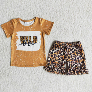 C12-2 baby girl clothes wild brown leopard summer shorts set-promotion 2024.4.5 $5.5