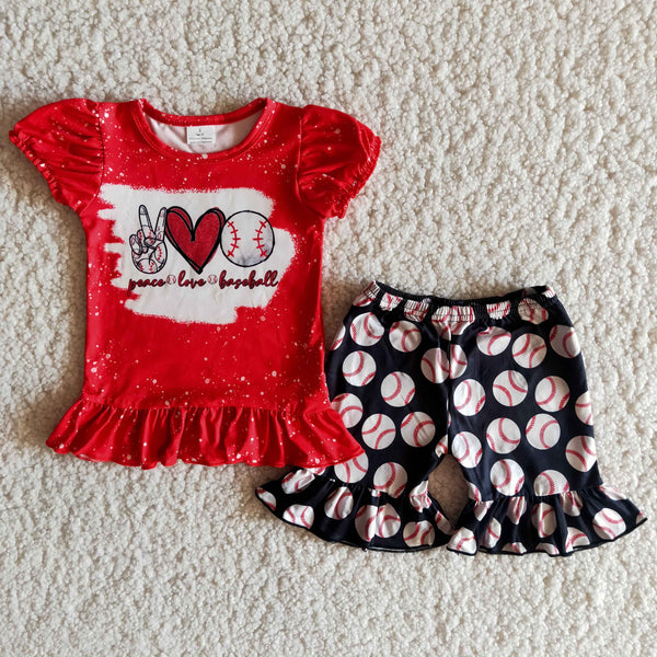 B10-3 girl summer red baseball short sleeve summer set-promotion 2024.3.9 $5.5