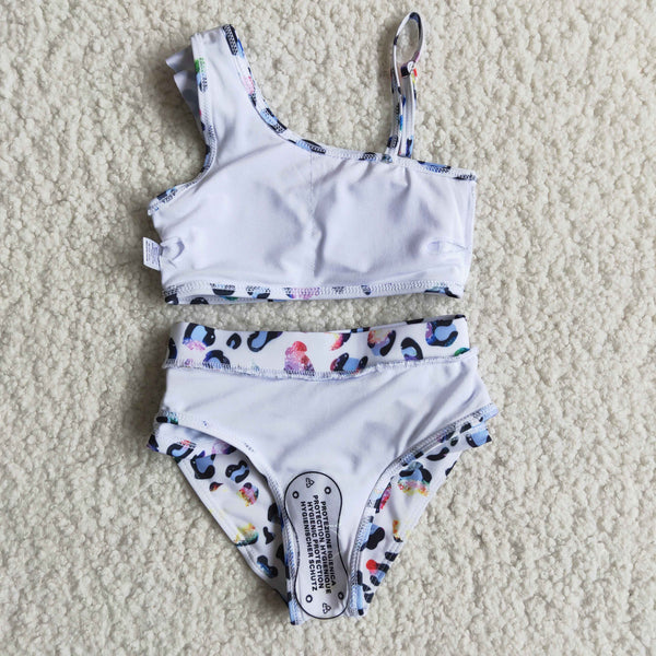 D13-28 RTS girl summer 2pcs leopard swim suit beach wear
