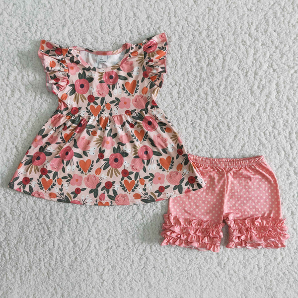 B6-13 girl flower summer flutter sleeve set-promotion 2024.3.16 $5.5