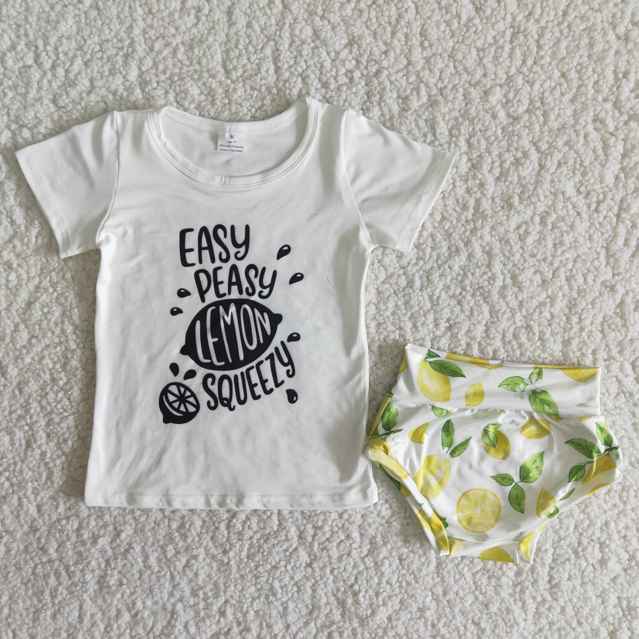 B16-15 girl easy peasy lemon short sleeve bummies set-promotion 2024.5.25 $2.99