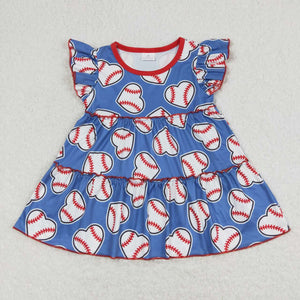 GT0483 RTS  baby girl clothes love baseball top toddler summer tunic shirt