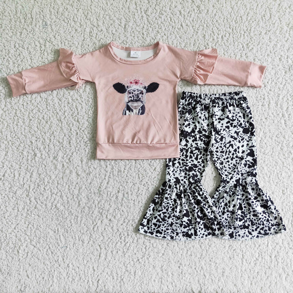 GLP0054 girl cow winter leopard long sleeve set-promotion 2024.11.2 $5.5