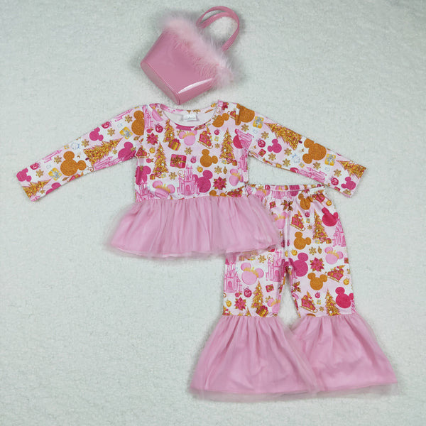 GLP0300 baby girl clothes cartoon castle tulle girl boutique outfit 1