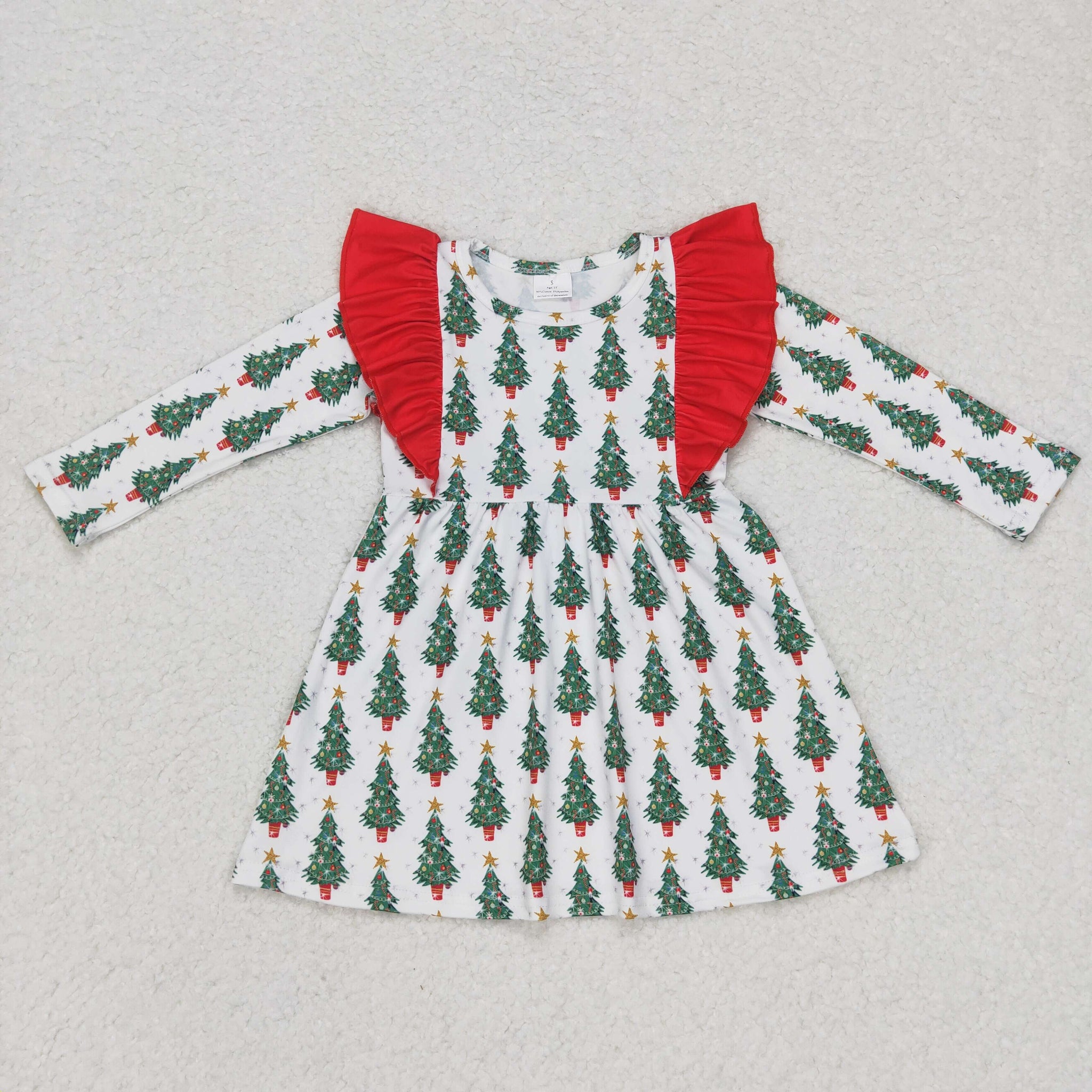 GLD0377 baby girl clothes tree girl christmas dress