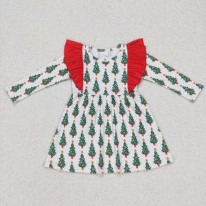 GLD0377 baby girl clothes tree girl christmas dress