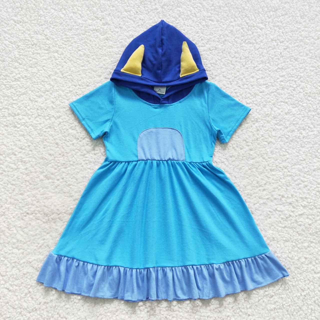 GSD0386 RTS kids clothes girls blue short sleeve girl winter dress