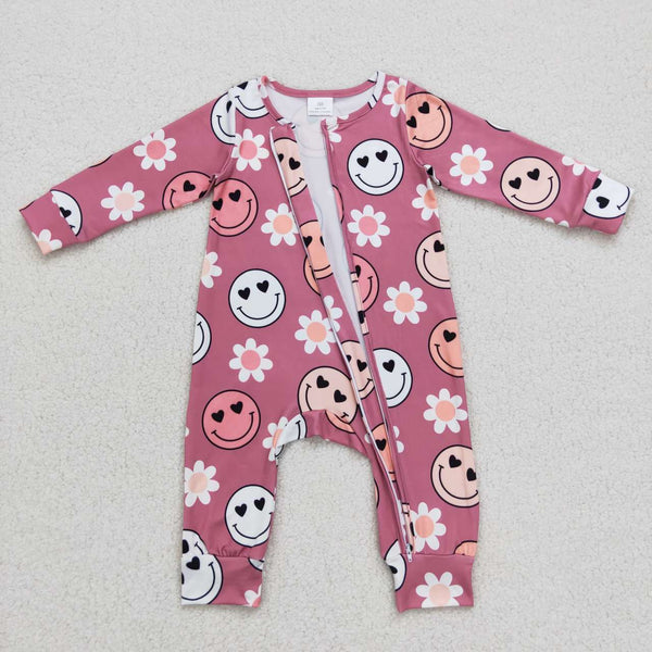 LR0649 baby clothes zipper smile baby winter romper