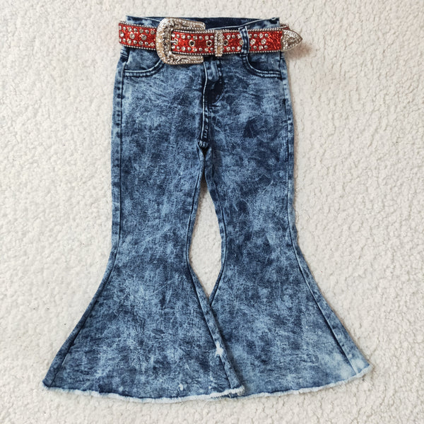 P0008 baby girl clothes blue jeans bell bottom pant 2