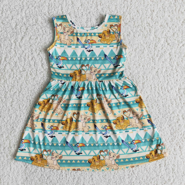 E13-1 girl cartoon lion summer sleeveless dress-promotion 2024.1.6