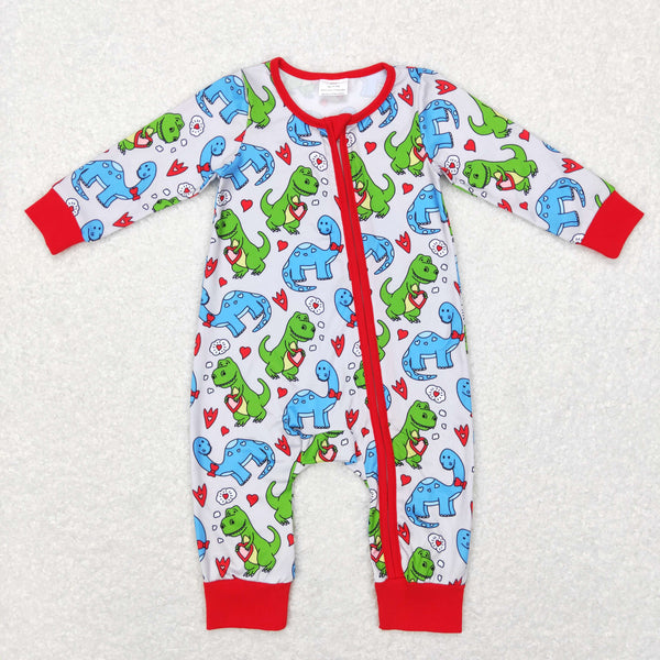 LR0831 baby clothes heart dinosaur boy valentines day shirt
