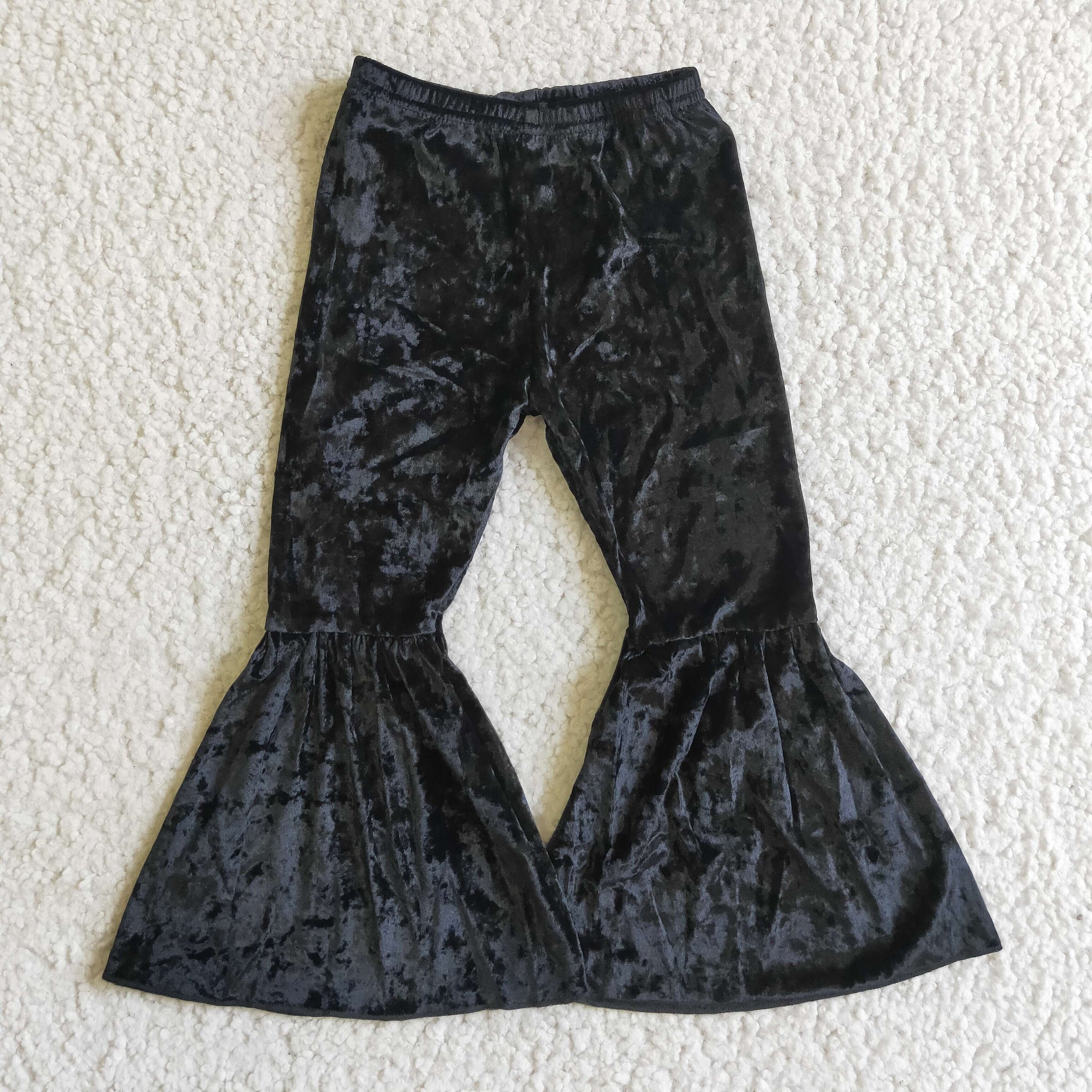 C3-12 girl black velvet pants toddler girl bell bottom pant baby flare pant