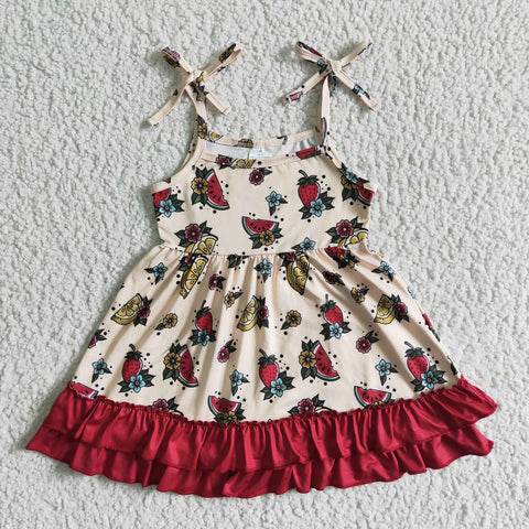 GSD0087 kids clothing red fruit summer dress-promotion 2024.5.18 $5.5