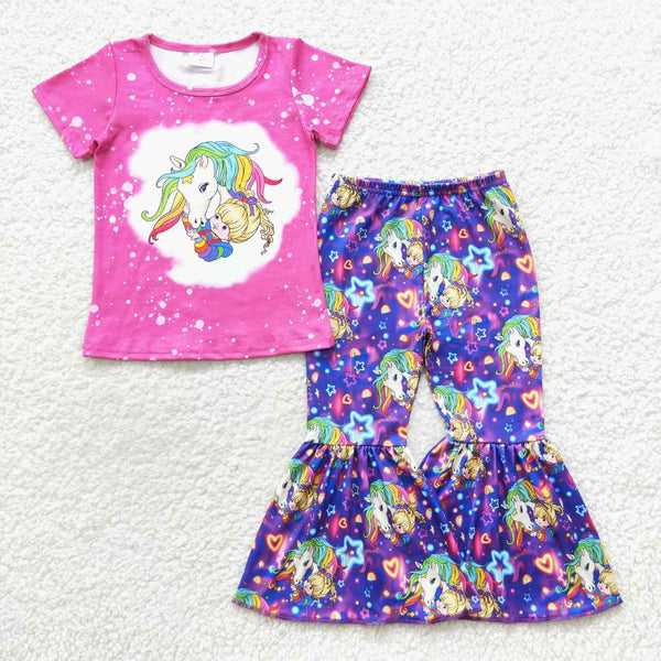 GSPO0730 toddler girl clothes cartoon girl bell bottom outfit