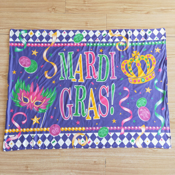 6 B6-19 baby blanket minky Mardi Gras blanket