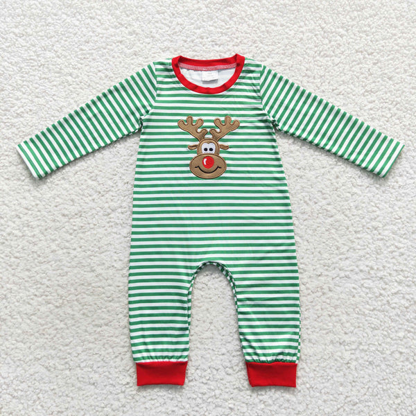 LR0338 RTS baby boy clothes embroidery deer boy christmas romper