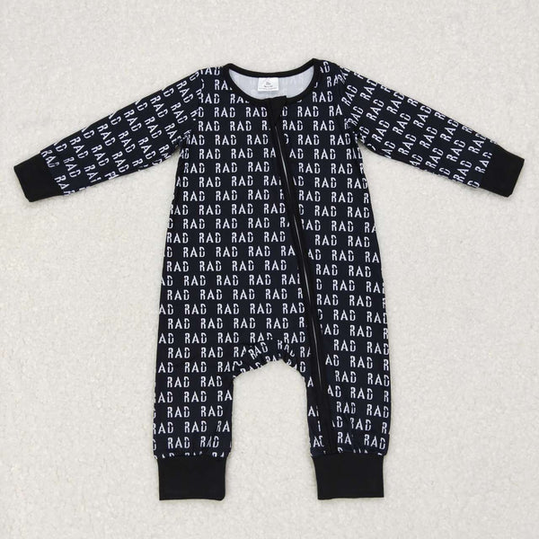 LR0653 baby clothes zipper black rad baby winter romper