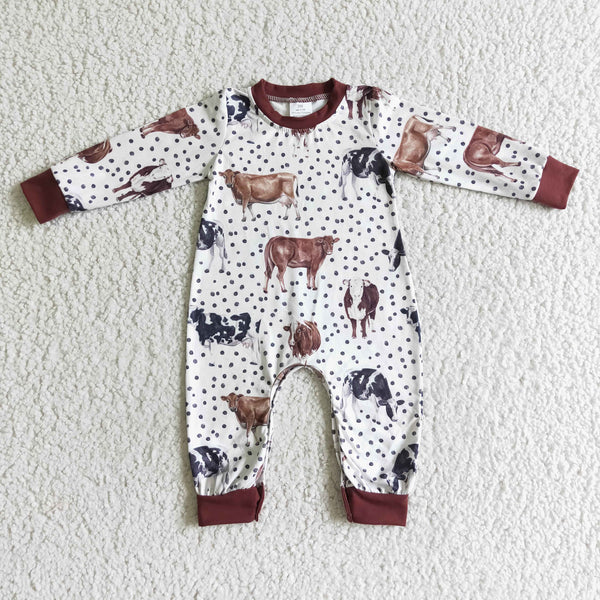 LR0058 RTS baby boy clothes cow winter romper