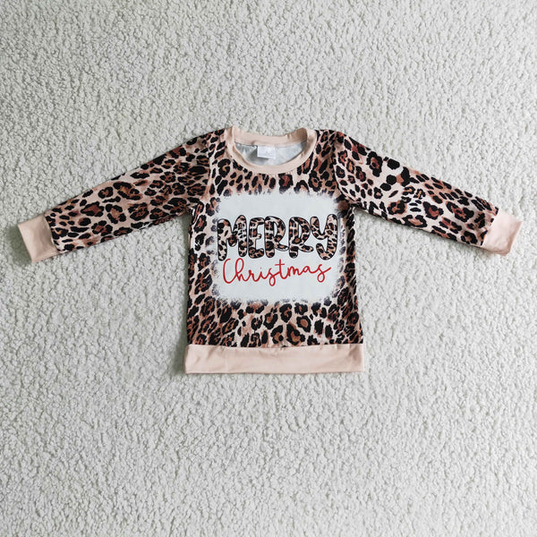 GT0060 leopard merry christmas shirt toddler clothes