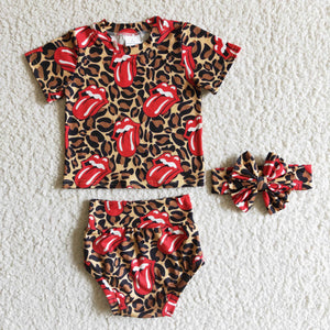 GBO0016 kids clothing summer leopard short sleeve bummies set headwears-promotion 2024.7.6 $5.5