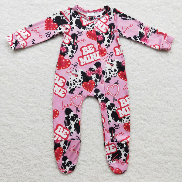LR0235 baby girl clothes valentines day zipper romper