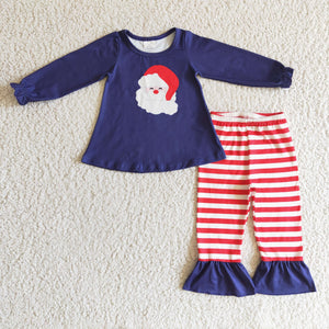 glp0249 baby girl clothes santa claus navy christmas outfits