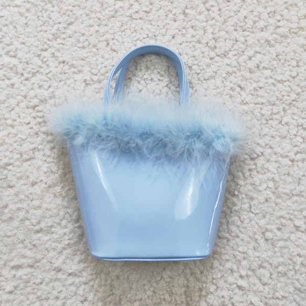 BA0033 blue fur leather bag
