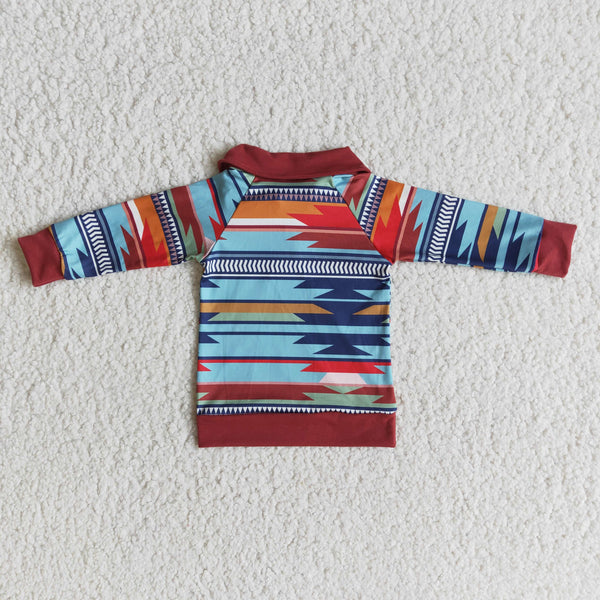 boy colorful zipper long sleeve winter top