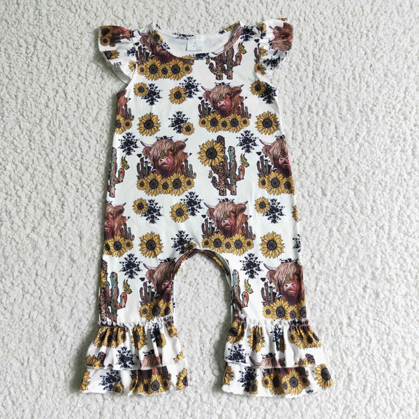 kids summer sunflower cow matching clothes