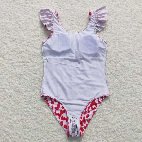 S0155 baby girl clothes pink leopard girl swimsuit swimwear 1