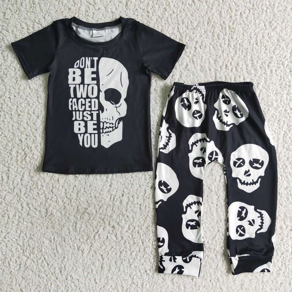 BSPO0016 boy black halloween short sleeve set-promotion 2024.7.20 $5.5