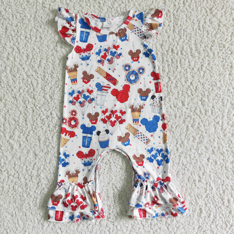 SR0047 girl summer cartoon july 4th romper-promotion 2024.5.25 $5.5