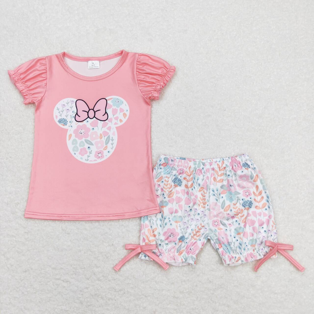 GSSO0699 RTS baby girl clothes cartoon mouse floral toddler girl summer outfit ¡ꡧprint svg)¡ê?