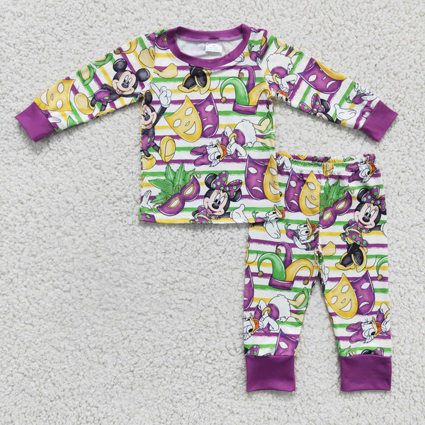 BLP0139 Mardi Gras baby boy clothes purple outfits