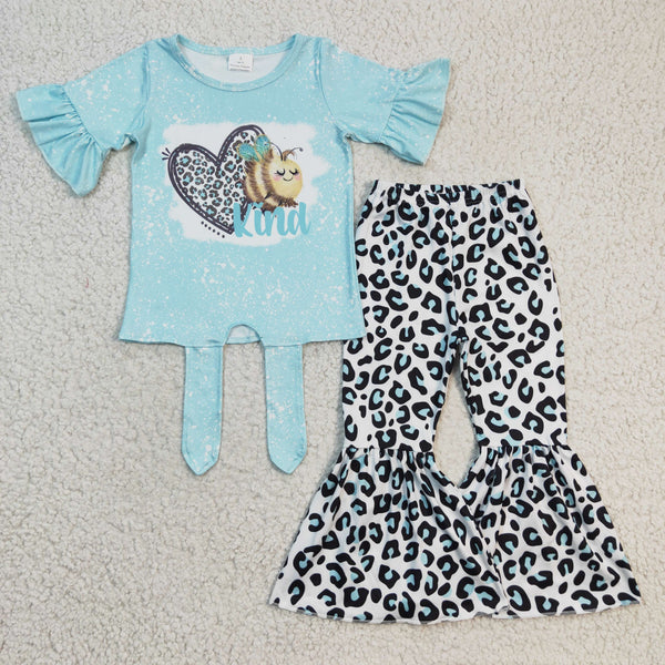 GSPO0360 kids clothes girls blue heart valentines day outfits