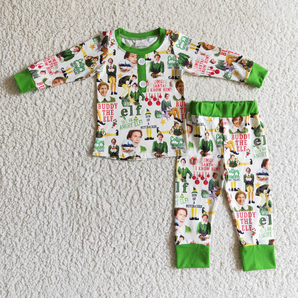 BLP0077 RTS baby boy clothes sleepwear green cartoon boys pajama set-promotion 2024.10.19 $5.5