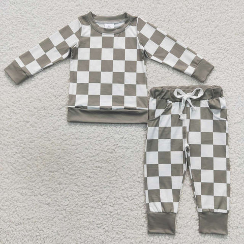 BLP0272 toddler boy clothes green plaid boy winter pajamas set-promotion 2024.12.14 $5.5